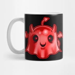 Cute Kawaii Chibi Red Ghost With Horns Tiny Wings Halloween Mug